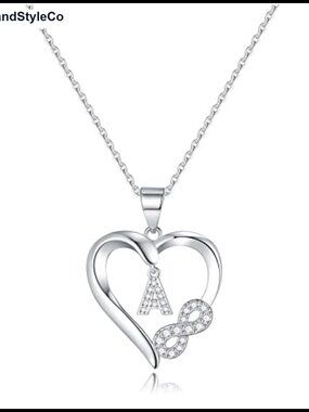 Sterling Silver Heart Initial Necklace